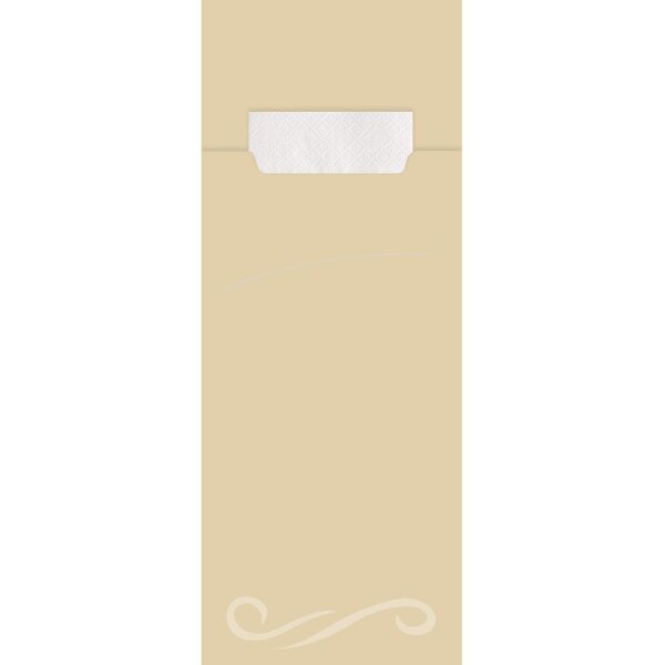 HYGOSTAR Pochette à couverts Classic, plié 1/8, blanc/gris