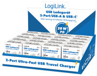 LogiLink Dual-USB-Schnelladegerät-Set, USB-C USB-A,...