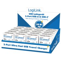 LogiLink Dual-USB-Schnelladegerät-Set, USB-C USB-A,...