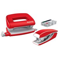 LEITZ kit mini agrafeuse et perforateur Nexxt WOW, rouge