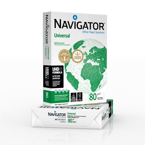 NAVIGATOR Universal Premiumpapier hochweiss A3 80g - 1 Palette (50000 Blatt)