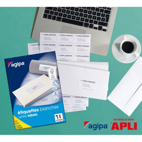 agipa Adress-Etiketten, 105 x 72 mm, weiss