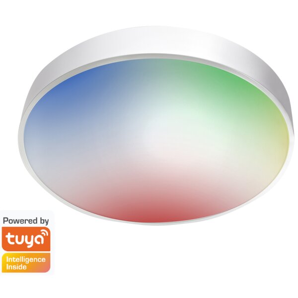 LogiLink Plafonnier LED WiFi Smart, compatible Tuya, blanc