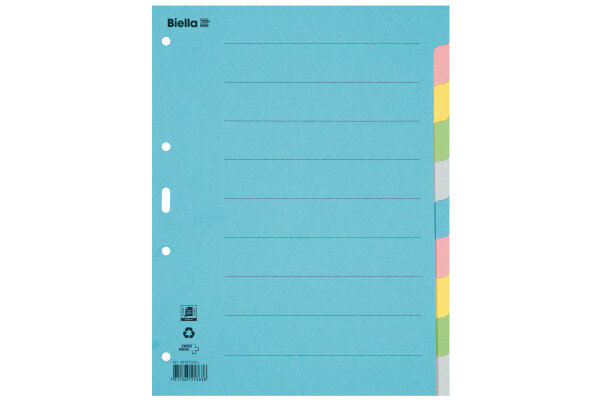 BIELLA Register Karton farbig A4 46141000U 10-teilig, blanko