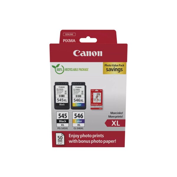 CANON Photo ValuePack XL schw./color PGCL545/6 PIXMA iP2850 GP-501 50Bl.