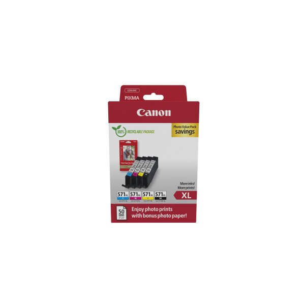CANON Ink Photo Value Pack XL BKCMY CLI-571VAL PIXMA MG5750 11ml