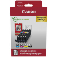 CANON Photo Value Pack CMYBK CLI-526PVP iP 4850 4x9ml,50 Bl. 10x15cm