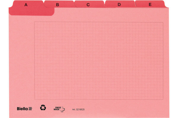 BIELLA Kartei-Leitkarten A-Z A5 21952545U rot 25-teilig