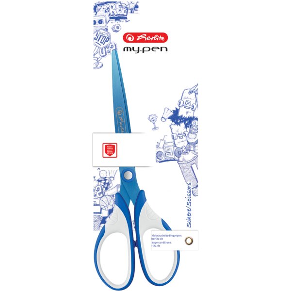 herlitz Schere my.pen, spitz, blau weiss