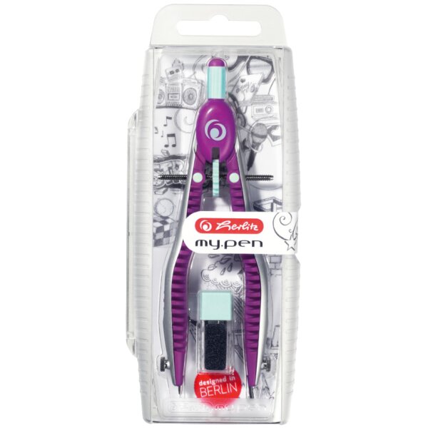 herlitz Compas à réglage rapide my.pen, bleu/blanc