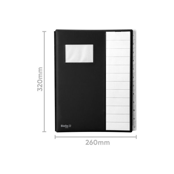 BIELLA Classeur trieur Pronto A4 32041202U noir 12 compartiments