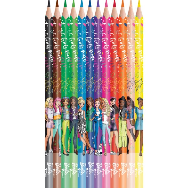 Maped Crayon de couleur Barbie, étui en carton de 12