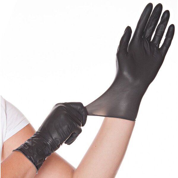HYGOSTAR Latex-Handschuh "DIABLO", M, schwarz, puderfrei
