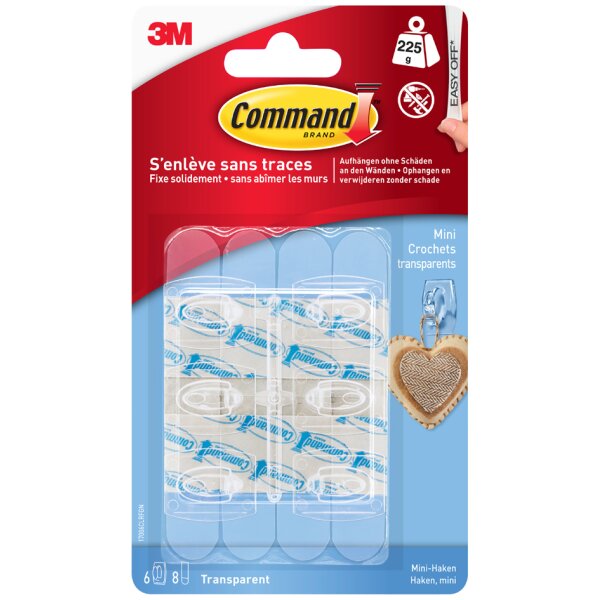 3M Command Mini-crochet, plastique, taille S, transparent