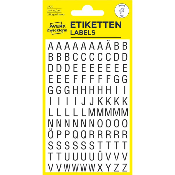 AVERY Zweckform Stickers de lettres, lettres A-Z, noir