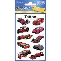 ZDesign KIDS Tatouages voitures de course, noir/rouge