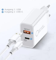IWH Chargeur secteur USB-C, 1 USB-A / 1 USB-C, 30 W, blanc