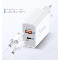 IWH Chargeur secteur USB-C, 1 USB-A / 1 USB-C, 30 W, noir