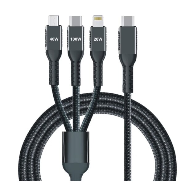 IWH Câble de charge 3 en 1, USB-A-Lightning/Micro USB/USB-C