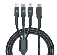 IWH Câble de charge 3 en 1, USB-A-Lightning/Micro...
