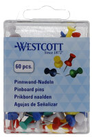 WESTCOTT Pinnwand-Nadeln, farbig sortiert, Inhalt: 60...