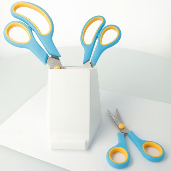 WESTCOTT Ciseaux Easy Grip, set de 3, cassis/jaune citron