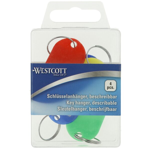 WESTCOTT Porte-clé avec anneau, pack de 10, assorti