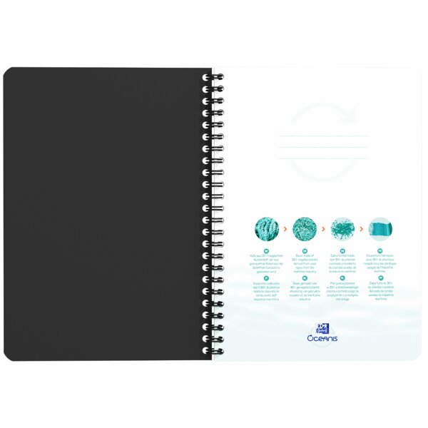 Oxford Office Cahier à spirale Oceanis, A4, PP, noir