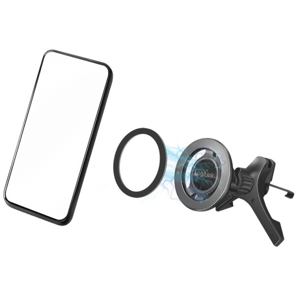 LogiLink Support magnétique 3 points pour smartphone, noir