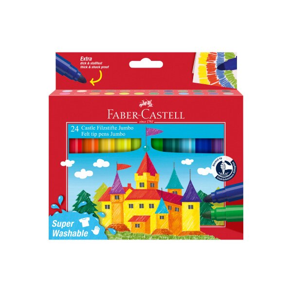 FABER-CASTELL Faserschreiber Jumbo 154324 24 Farben, super washable