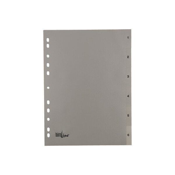 BÜROLINE Register PP A4 40934 grau 1-6