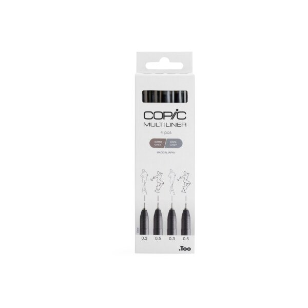 COPIC Multiliner 22075634 gris 4 pi&egrave;ces