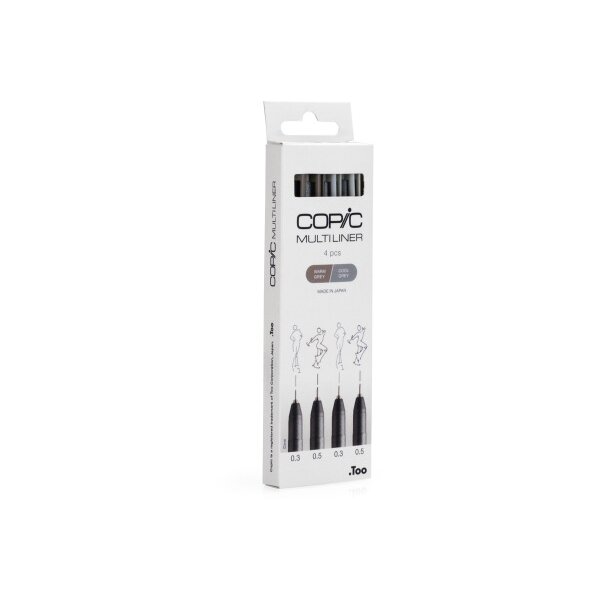 COPIC Multiliner 22075634 gris 4 pi&egrave;ces