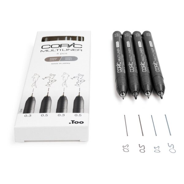 COPIC Multiliner 22075634 gris 4 pi&egrave;ces