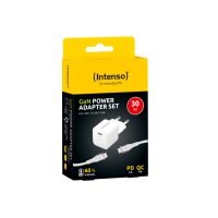 INTENSO Power Charger 30W GaN 1x USB-C 7803042 + Cable USB-C to USB C white
