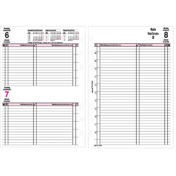 bind Ersatzkalender 2026 für Terminplaner A5 Modell 15501