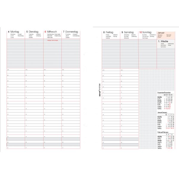 bind Ersatzkalender 2026 für Terminplaner A5 Modell 15501
