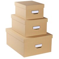 EXACOMPTA Lot de 3 boîtes gigogne Office by Me, beige