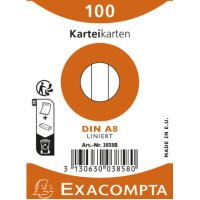 EXACOMPTA Fiches bristol, A8, ligné, assorti