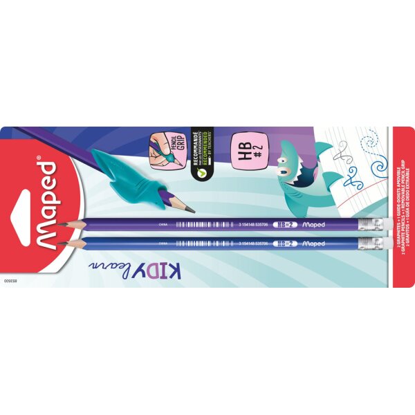 Maped Crayon de papier, avec gomme, HB, blister de 2