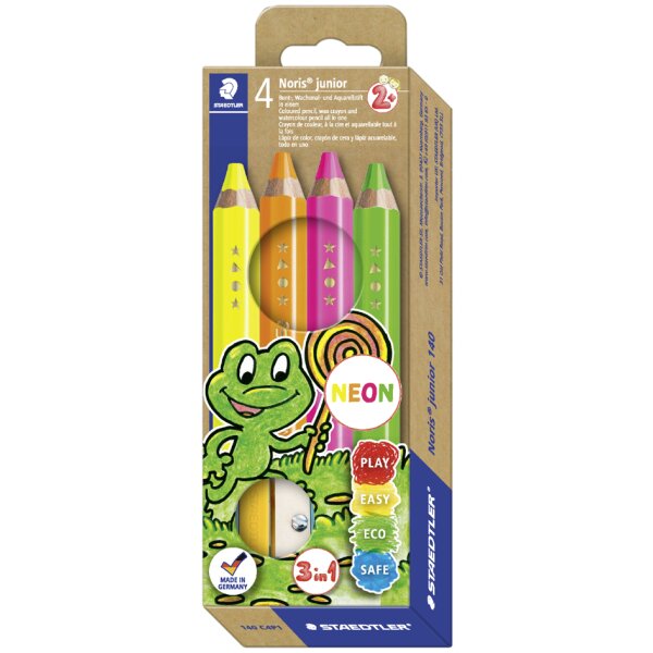 STAEDTLER Crayon de couleur Noris junior FLUO, étui de 4