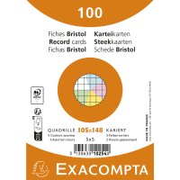 EXACOMPTA Fiches bristol, A6, quadrillé, assorti