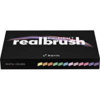 KARIN Real Brush Pen 0.4mm 33C7 Pigment, Pastel Colors