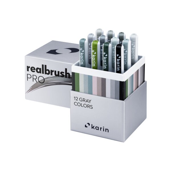 KARIN Real Brush Pen Pro 0.4mm 31C6 Gray colours 12 St&uuml;ck