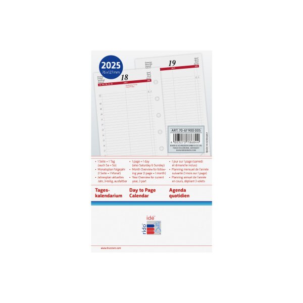 RIDOIDE Timing 3 calendrier jour. 2027 7067900007.27 1J/1P ML 7.6x12.7cm