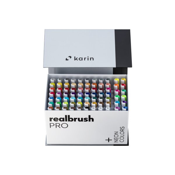 KARIN Real Brush Pen Pro 0.4mm 31C13 Mega Box, 3 Blender 72 Stück