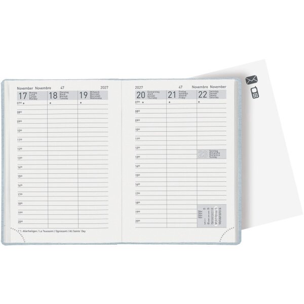 BIELLA Agenda Rex 2027 825301060027U 1S/2P bleu cl. ML 10.1x14.2cm