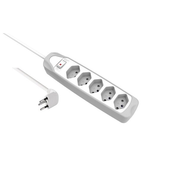 SCHOENENBERGER Steckdosenleiste 1.5m 85.200.GY Fix-Line silicone 5xT13 weiss