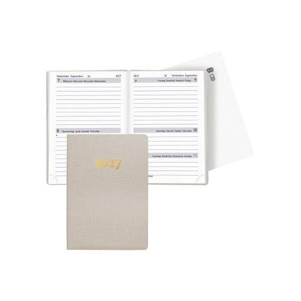BIELLA Agenda Tell 2027 823201100027U 2J/1P beige ML 8.5x12.5cm