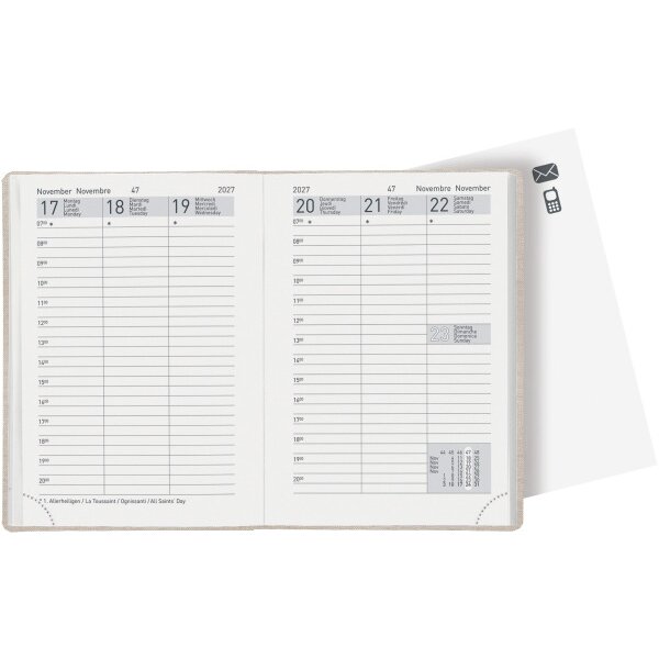 BIELLA Taschenagenda Rex 2027 825301100027U 1W/2S beige ML 10.1x14.2cm